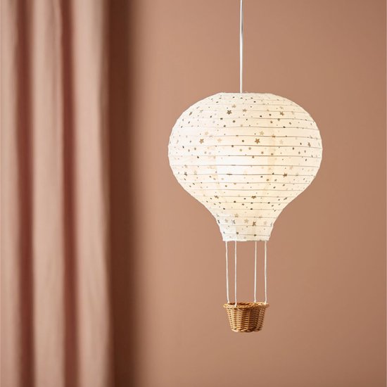 Ostaria hanglamp luchtballon - kinderkamer - wit - kunststof - D30 x H45 cm - lampion lamp van OSTARIA — afbeelding 3