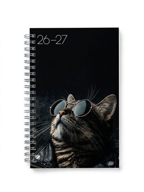 Ryam - Schoolagenda 2026/2027 - Cool Cat - A5 - Spiraal - Weekoverzicht