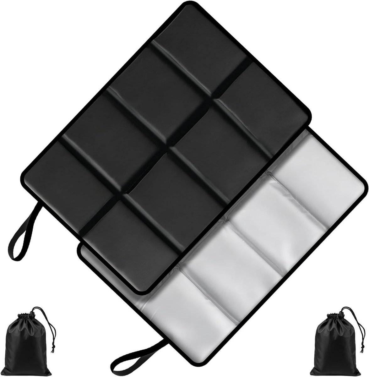 Set van 2 Vouwbare Kussens - Zwart Waterdicht Kussen voor Buiten, Camping, Picknick en Wan