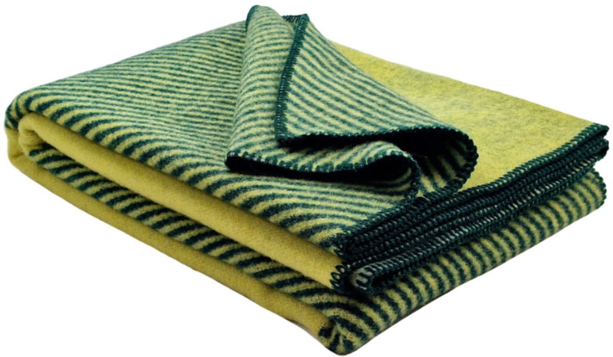 Plaids.shop® Wollen Deken - ODENSE - Groen-Geel (150x200cm)