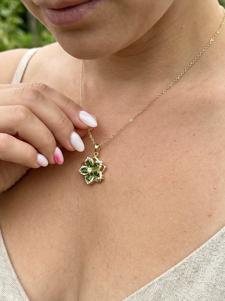 Anelplus Ketting met bloemen – Goud – 40 cm – Cadeau Idee