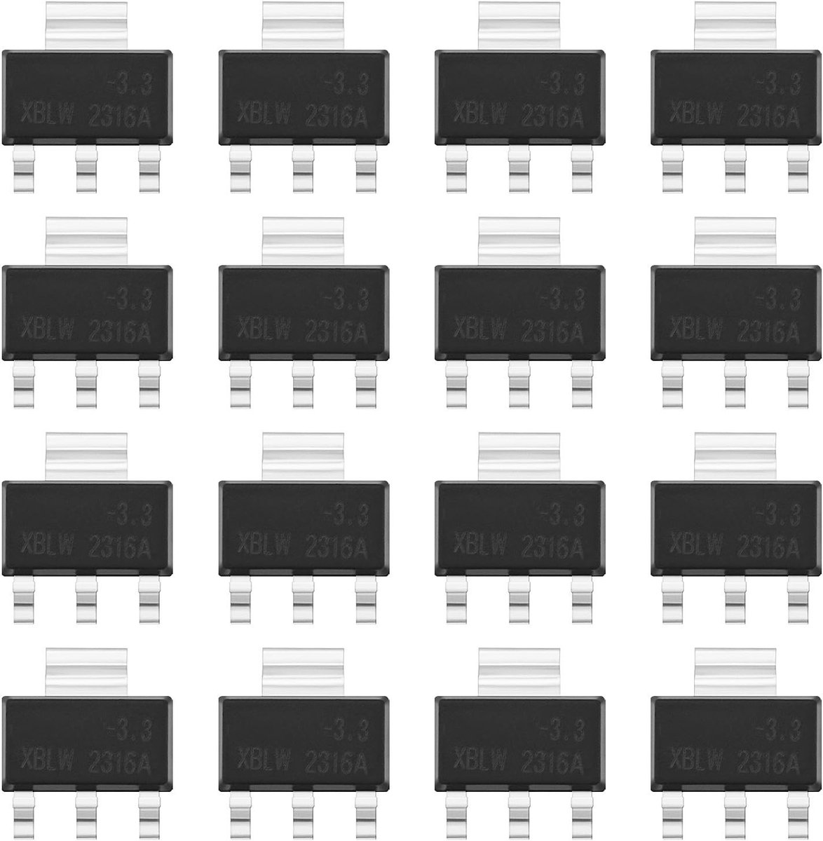 Dailygoody - Spanningsregelaar - 1A AMS-1117 - Opbouwmontage - SOT-223 - 3.3V - Elektronische DIY Projecten - 50 stuks