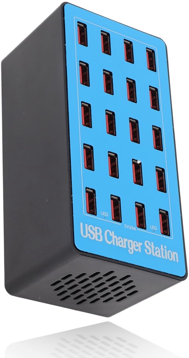 Dailygoody - 20-poorts USB-laadstation - Efficiënt opladen - Antislipontwerp - Wereldwijde compatibiliteit - Geschikt voor mobiele telefoons en tablet...