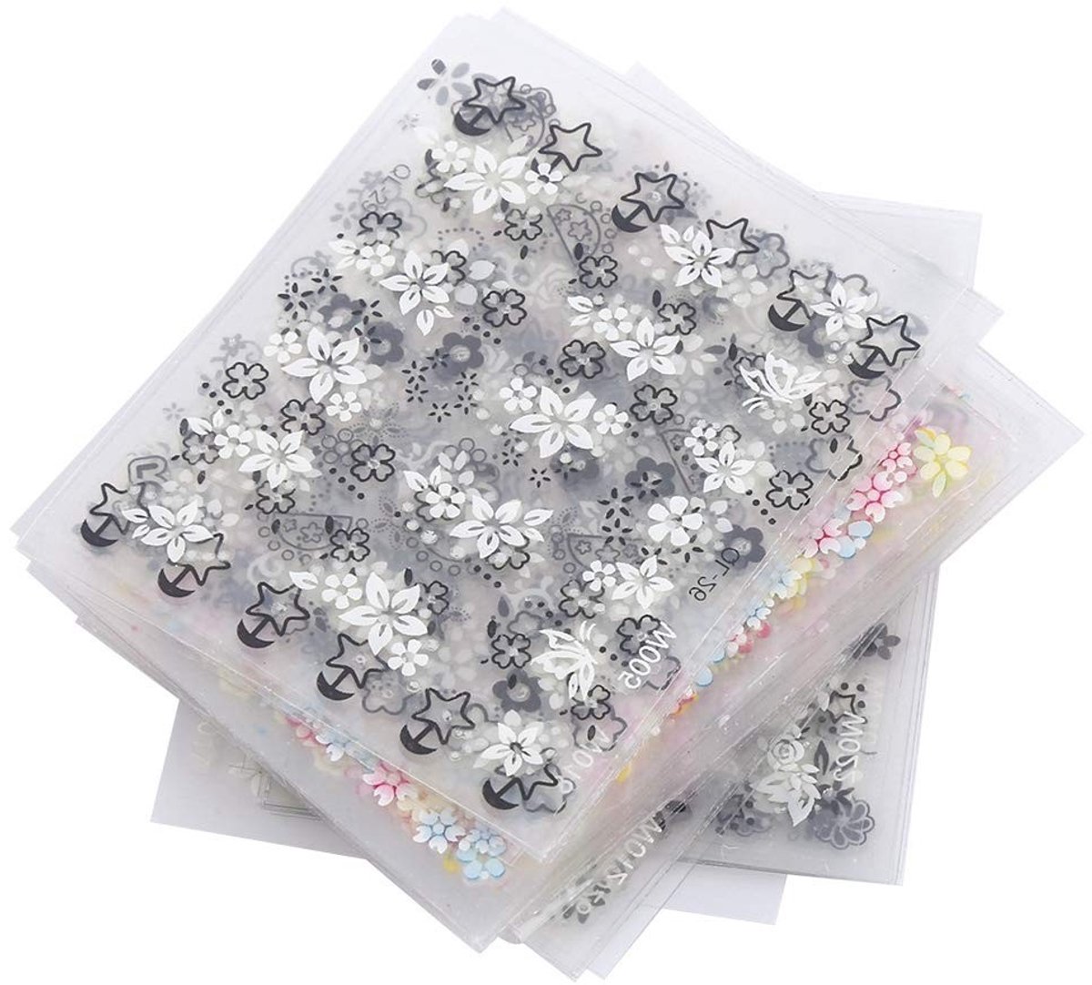 Dailygoody - 3D Nagelsticker - Diverse Patronen - Nail Art Decoratie - Meerkleurig - Bloemen Stickers - Geschikt voor Volwassenen - 50 Vellen