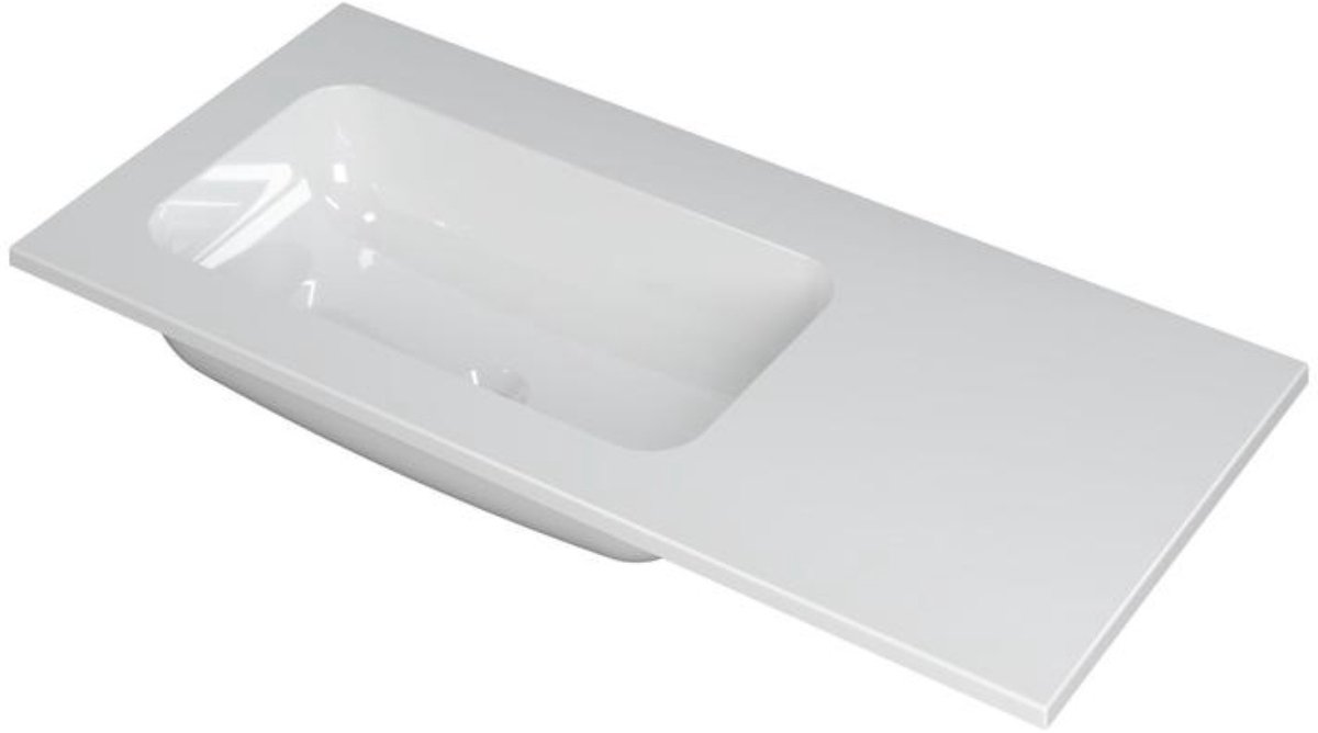 INK Faktor Wastafel Polystone Links Zonder Kraangat - 1000x450x15 mm - Glans Wit