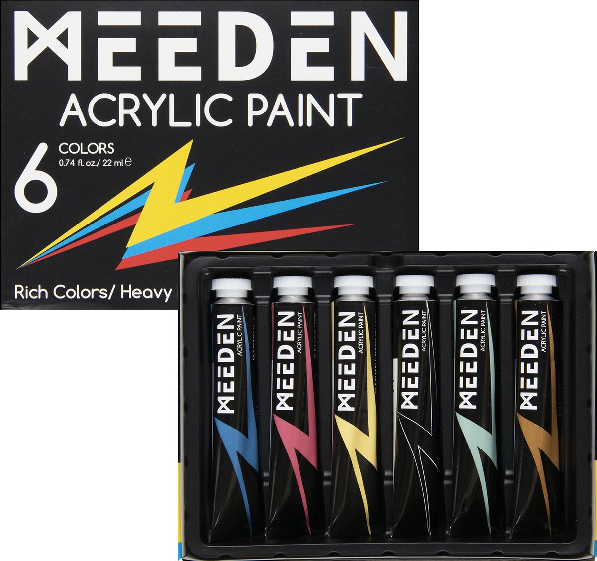 MEEDEN Art glitter acrylverf set 6 kleuren