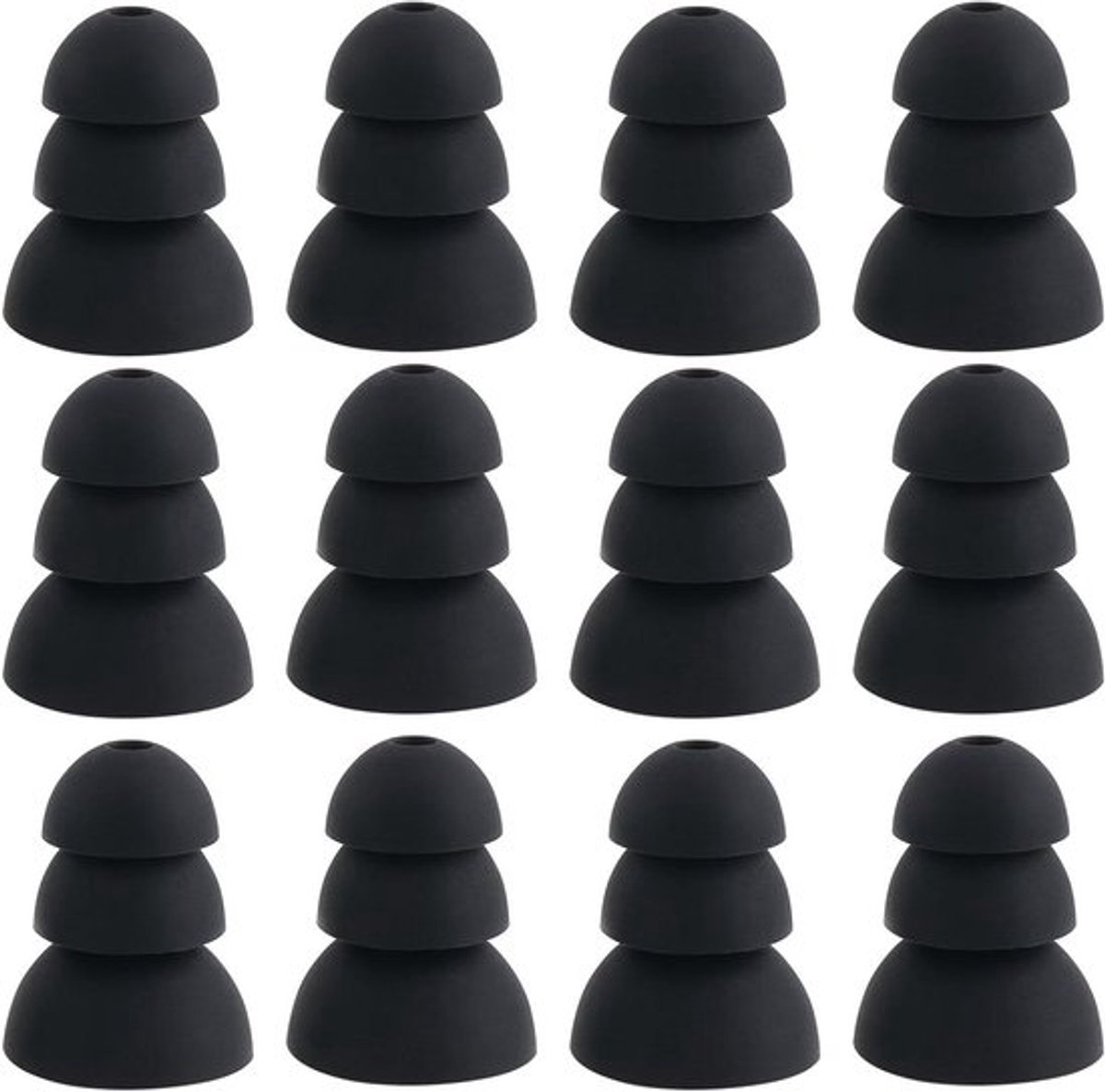 Oordopjes met ruisonderdrukking - drievoudige flens - 6 paar - 2 mm gat - compatibel - Shure SE215 Pro - zwart.