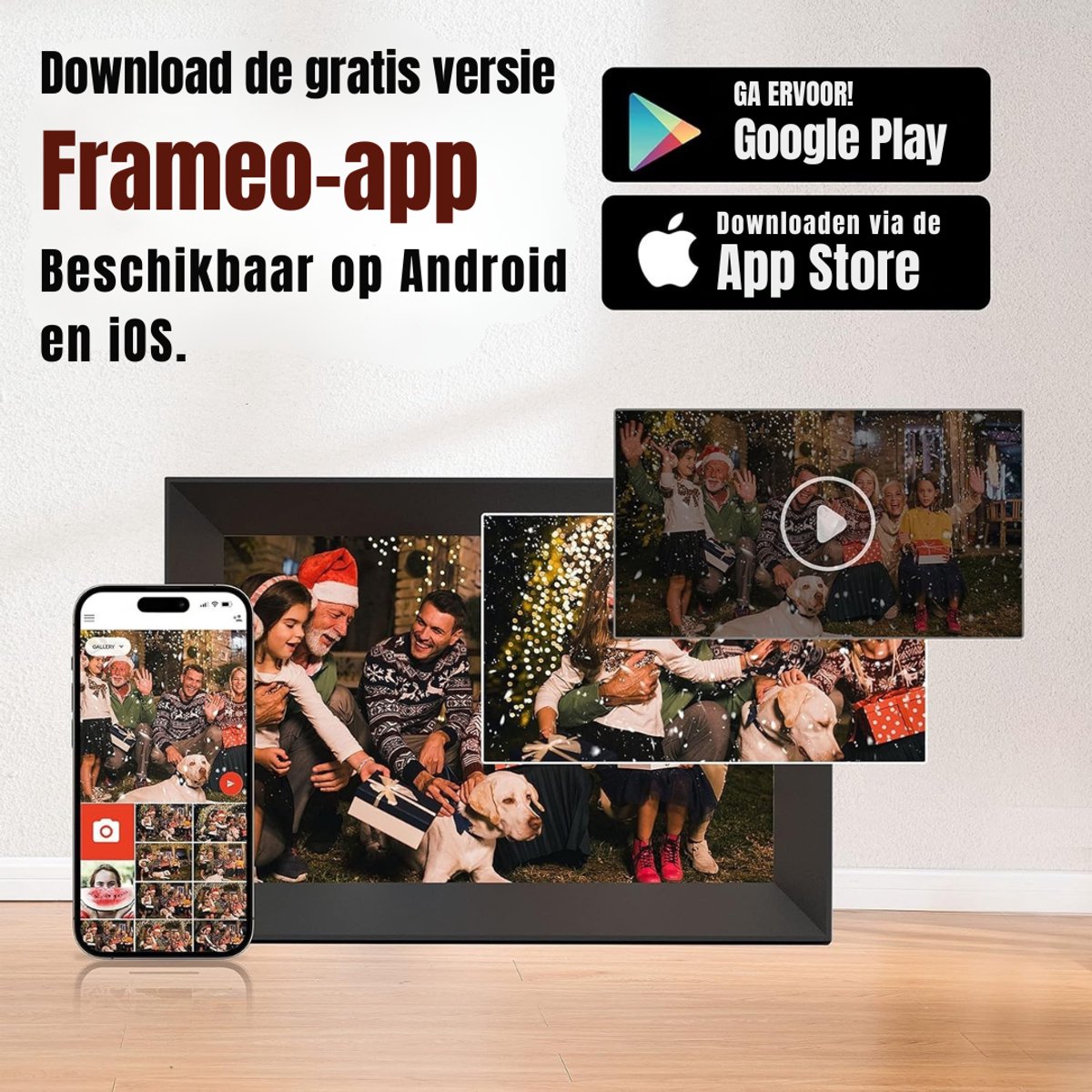 Aura® Digitaal Fotolijstje – Digitale Fotolijst – Digitale Fotolijst Met Wifi - Zwart - 27cm x 19cm x 3cm; 900 g thumbnail 8