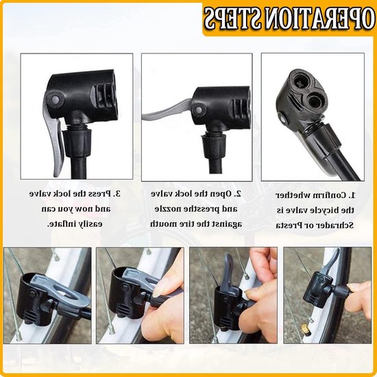 Draagbare fietspomp voor alle ventielen, ideaal voor racefietsen en trekkingfietsen, compact en efficiënt — afbeelding 5