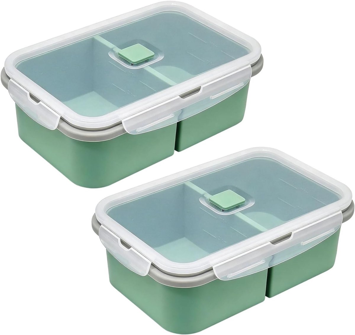 Siliconen containers voor het invriezen van soepen, bouillon en saus - 2 stuks met deksel, 6/4/3/2 vakken en vullijnen voor optimale opslag