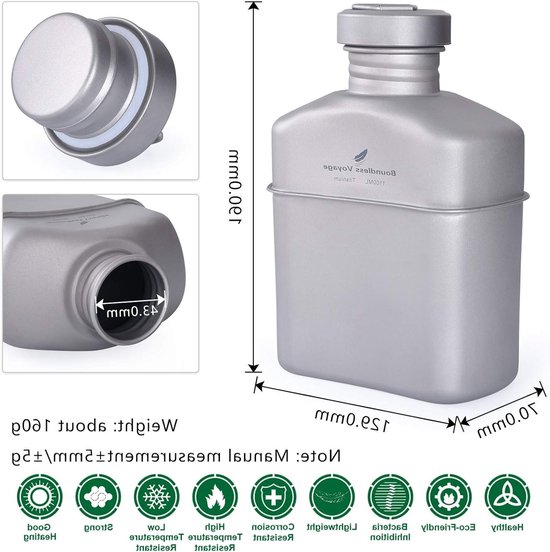 Titanium Kookset voor Kamperen - 1100ml Waterfles, Sterke Koffiepot en Borden voor Buitenactiviteiten — afbeelding 5