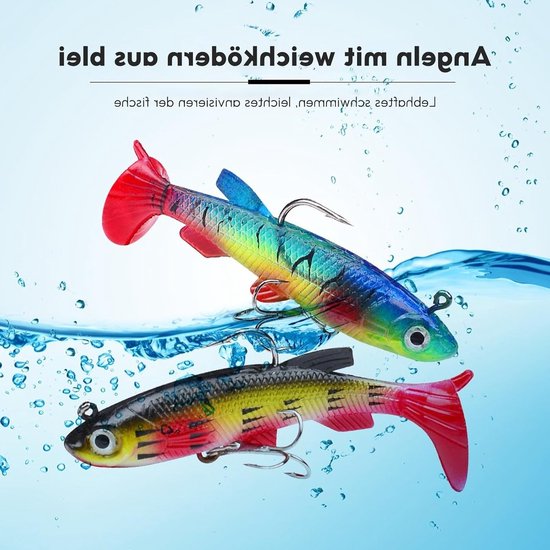 Complete Set van 10 Stuks Rubber Vissen Lures met Jigkoppen voor Zoet- en Zoutwater, Perfect voor Baars en Tilapia van Merkloos — afbeelding 4