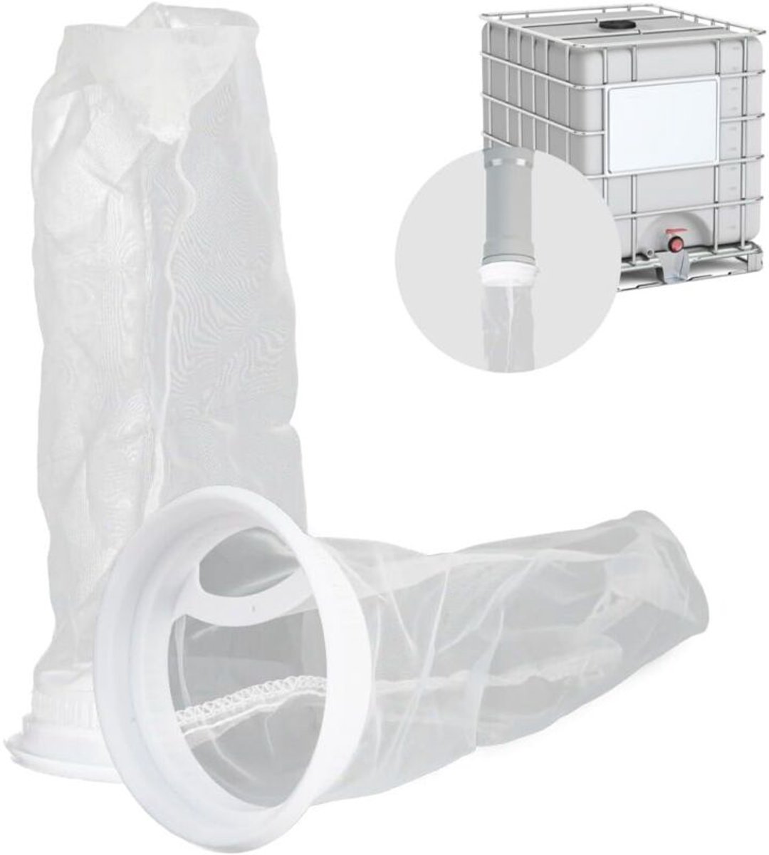 Tweedelig nylon IBC-filter, geschikt geschikt voor opslagtanks, 25 cm deksels en regenwatertanks - wasbaar, vervangbaar filter met 200 mazen.