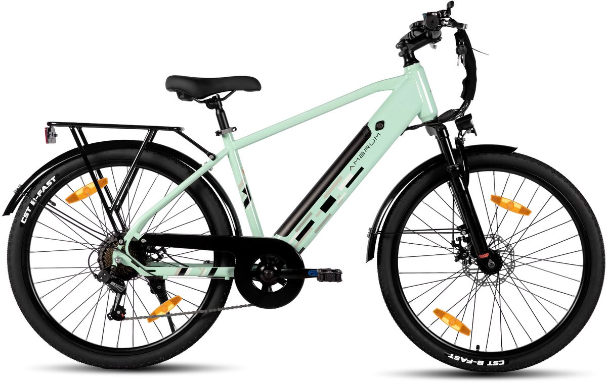 HILAND Rhythm elektrische stadsfiets - 26 inch - 250W motor - 60 km actieradius - 36V 10.4Ah accu - Shimano 7-versnellingen - Unisex - Groen