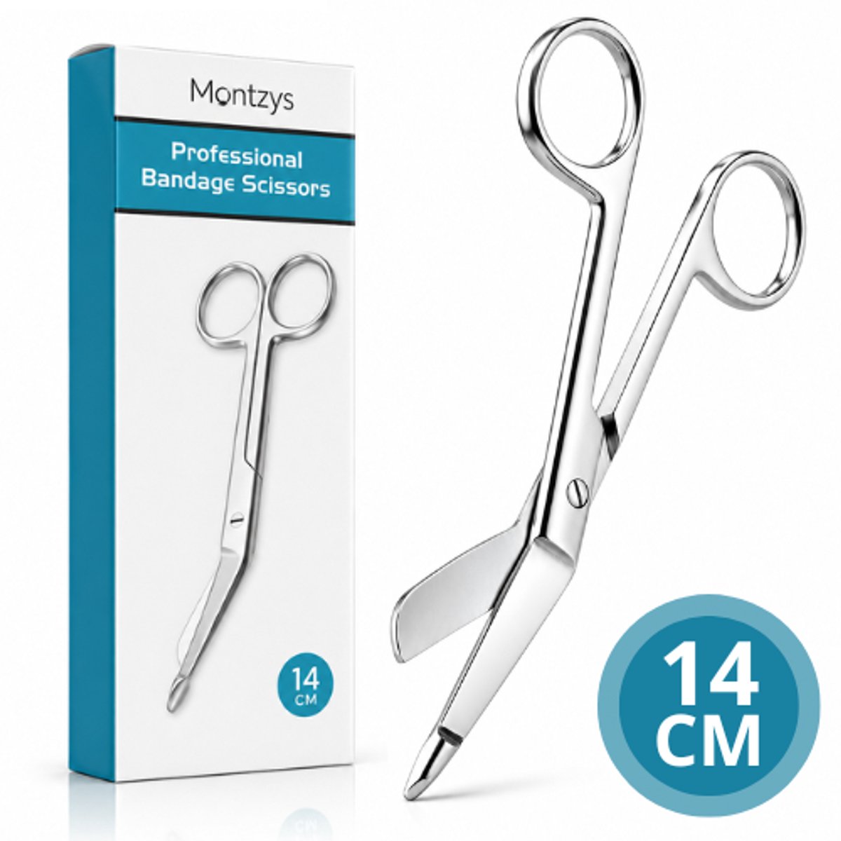 Montzys® Professionele Verbandschaar - 14CM - Medische & Verpleegkundige RVS Schaar - EHBO Kit - MDR Certificaat