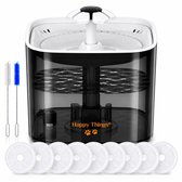 Happy Things Drinkfontein Hond en Kat - Incl 10 Filters - Geruisloos - 2.5 L - Transparant Zwart met Goud