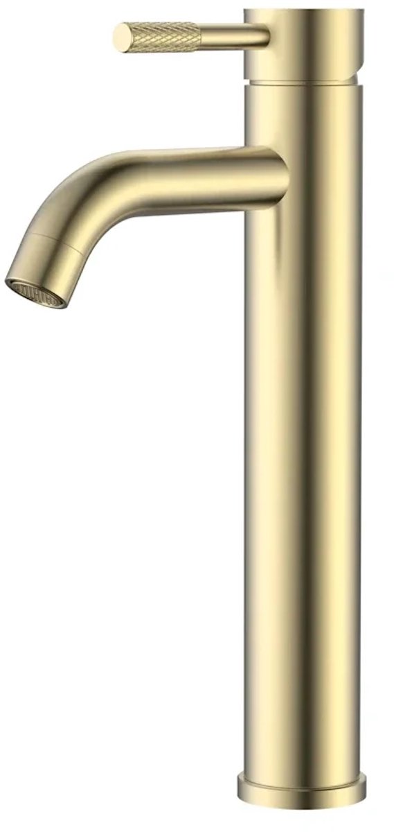 DutchLine - S-Grip Hoge Wastafelkraan – Geborsteld messing Goud