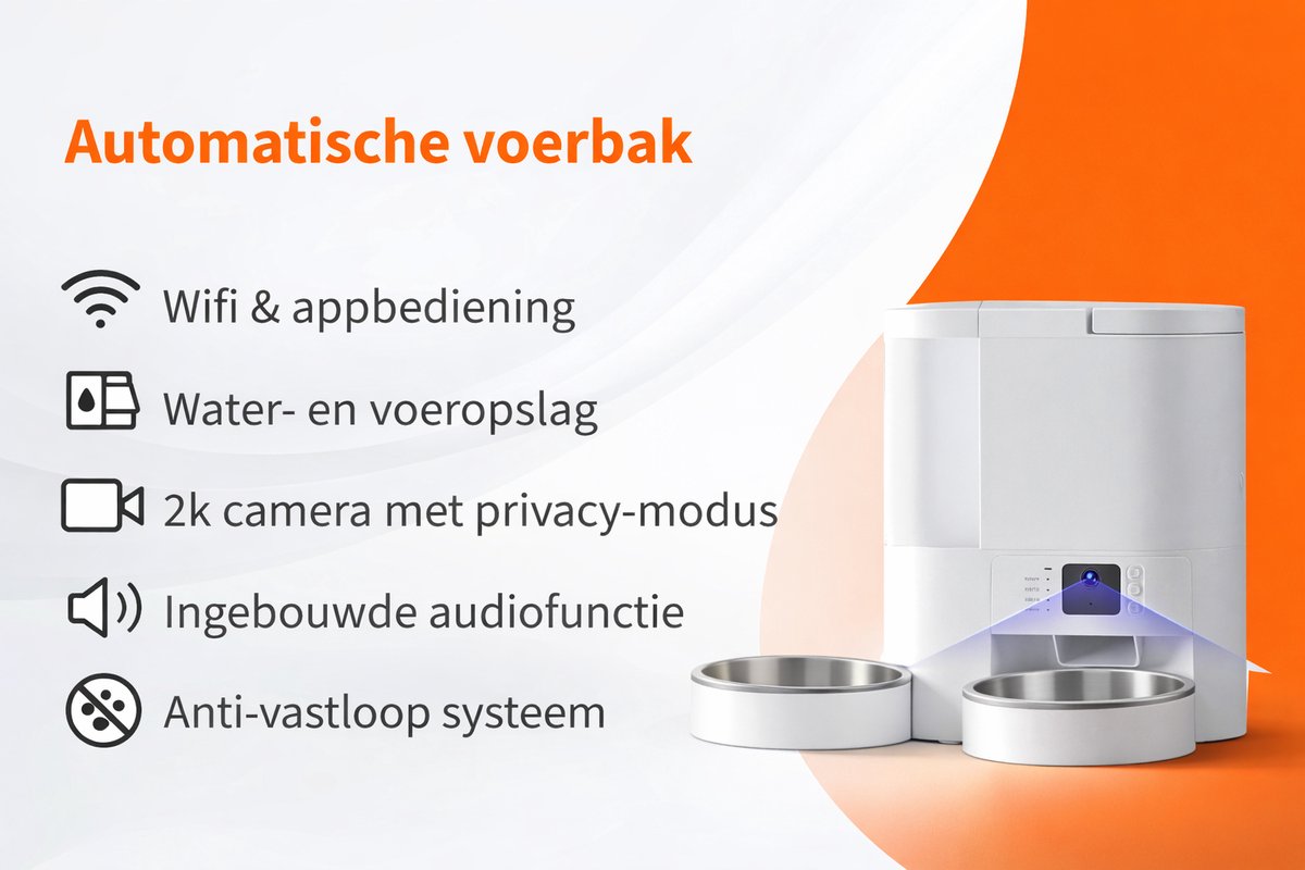 DierButler - 2-in-1 Automatische Voerbak Kat & Kleine Hond - Met HD-Camera - App & Wifi - Two-Way Audio - Voerschema Instellen - Slim design thumbnail 3