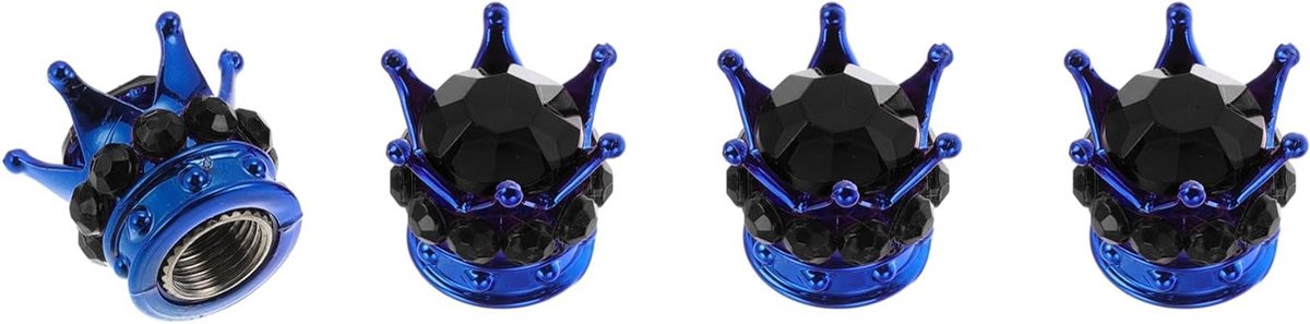 Decoratieve Ventieldoppen voor Auto en Truck - 4 Stuks, 15mm, Stofdicht, Blauw en Zwart, ABS en Koper