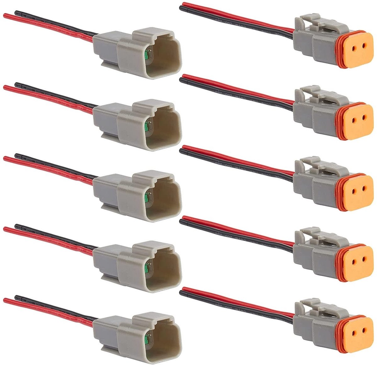 Dailygoody - DT-stekkerset - Waterdichte connectoren - Betrouwbare kabelverbinder - 2-polig - Voor auto en vrachtwagen - Inclusief 15 cm kabel