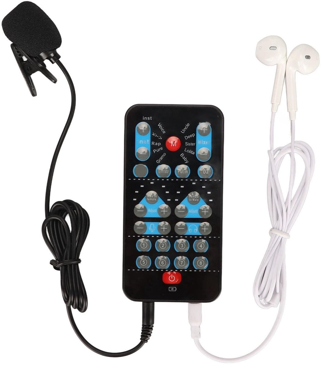 Dailygoody - Handheld Voice Changer - Geluidskaart - Mini Voice Changer-apparaat - Voor Live Streaming - 8 Geluidseffecten - Geschikt voor PC - Ghostf...
