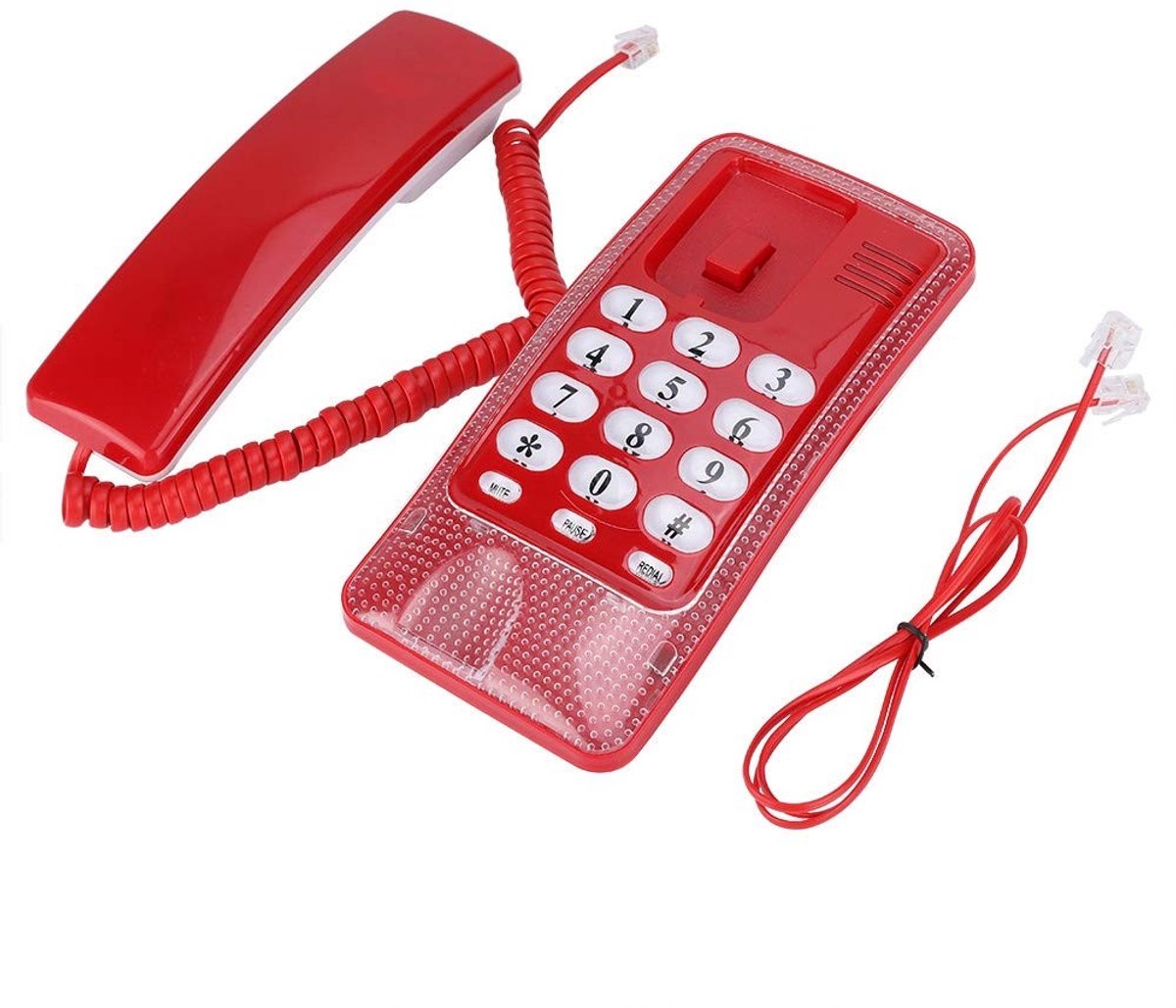 Dailygoody - Vaste Telefoon - Landlijn Telefoon - Handige Functies - Rood - Telefoon voor Thuis - Compact Model