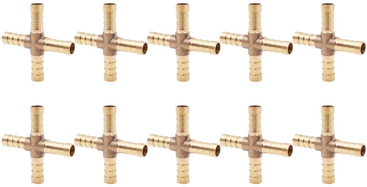 Dailygoody - Messing Slangkoppelingen - 10 Stuks - Duurzaam en Betrouwbaar - 8 mm - Geschikt voor Lucht Water Olie Gas Brandstof - Robuuste Afdichting..