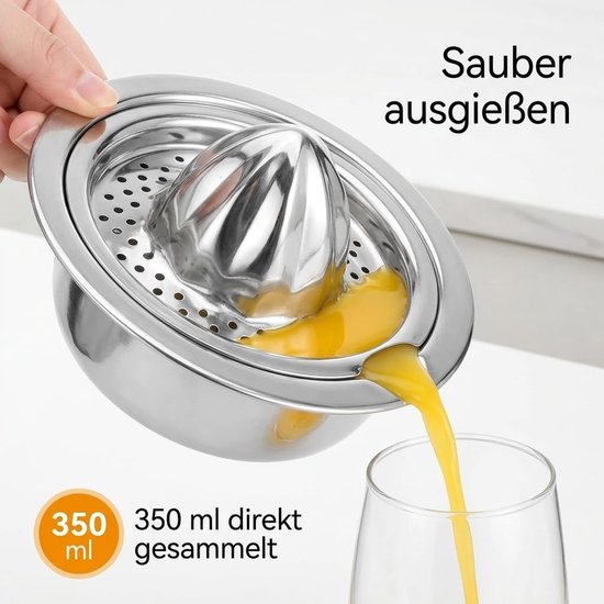 Stijlvolle Citrus Juicer met Houder - Rvs - 350 ml - Handmatig Sap — afbeelding 5