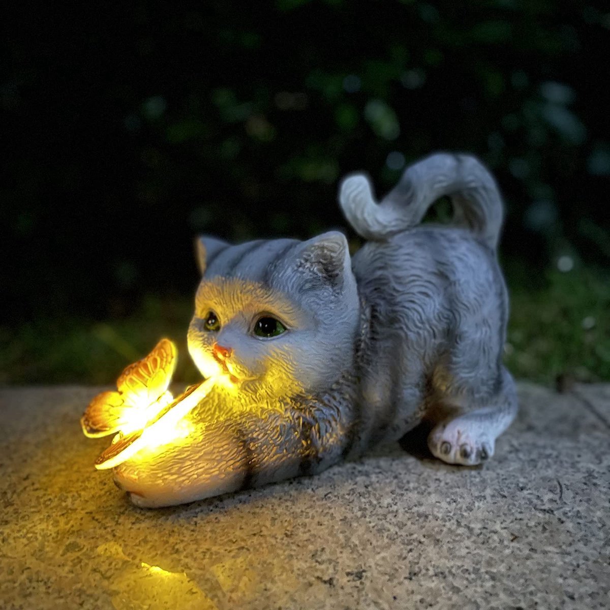 Tuinbeelden voor buiten - Tuinbeeld kat - Tuinverlichting - Vlinder Solar Lampen - Voor buiten, balkon, tuindecoratie en binnenplaatsinrichting - Cadeaus voor Mannen / Vrouwen