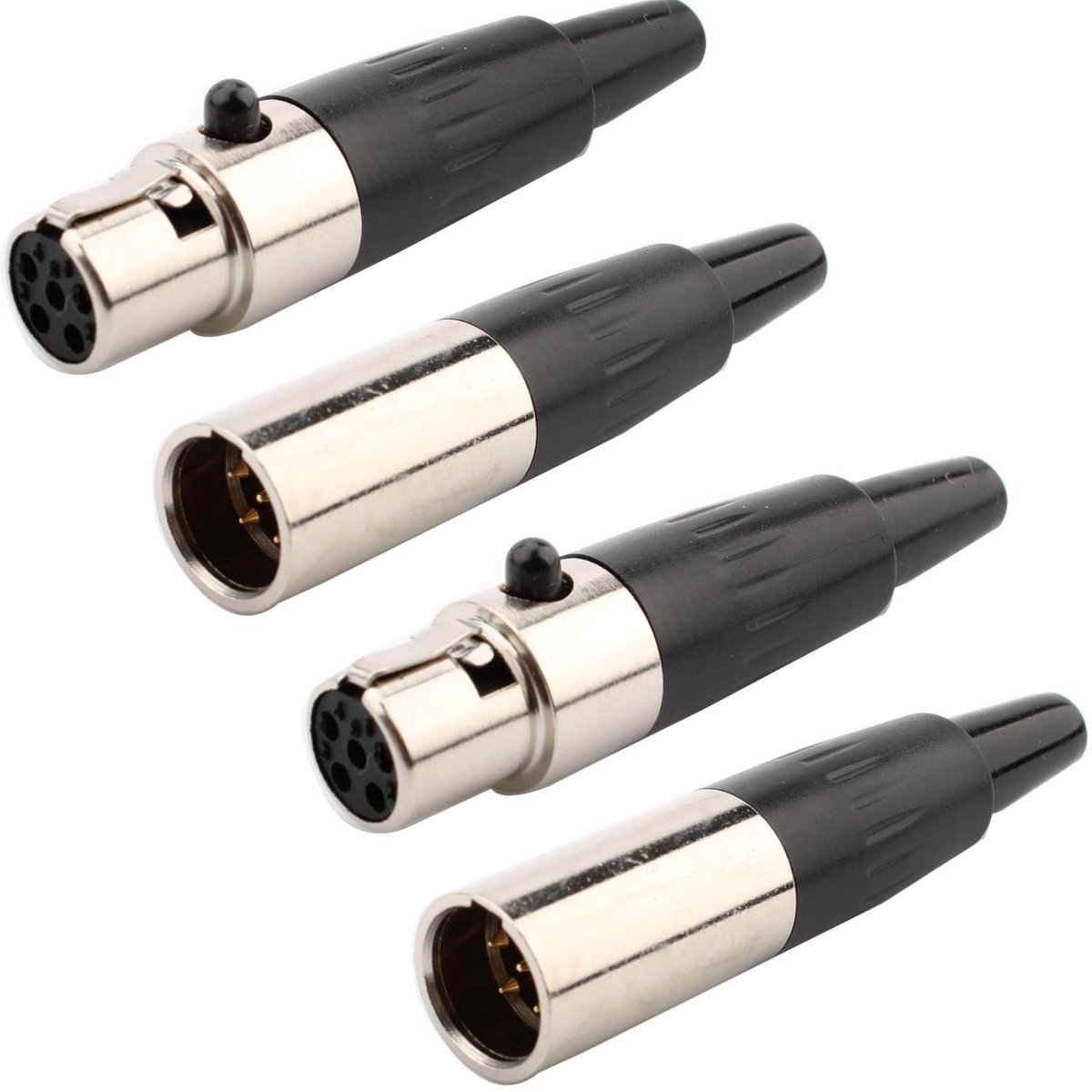 Set van 2 mini-5-polige XLR-stekkers en bussen voor microfoonkabels - soldeeraansluiting