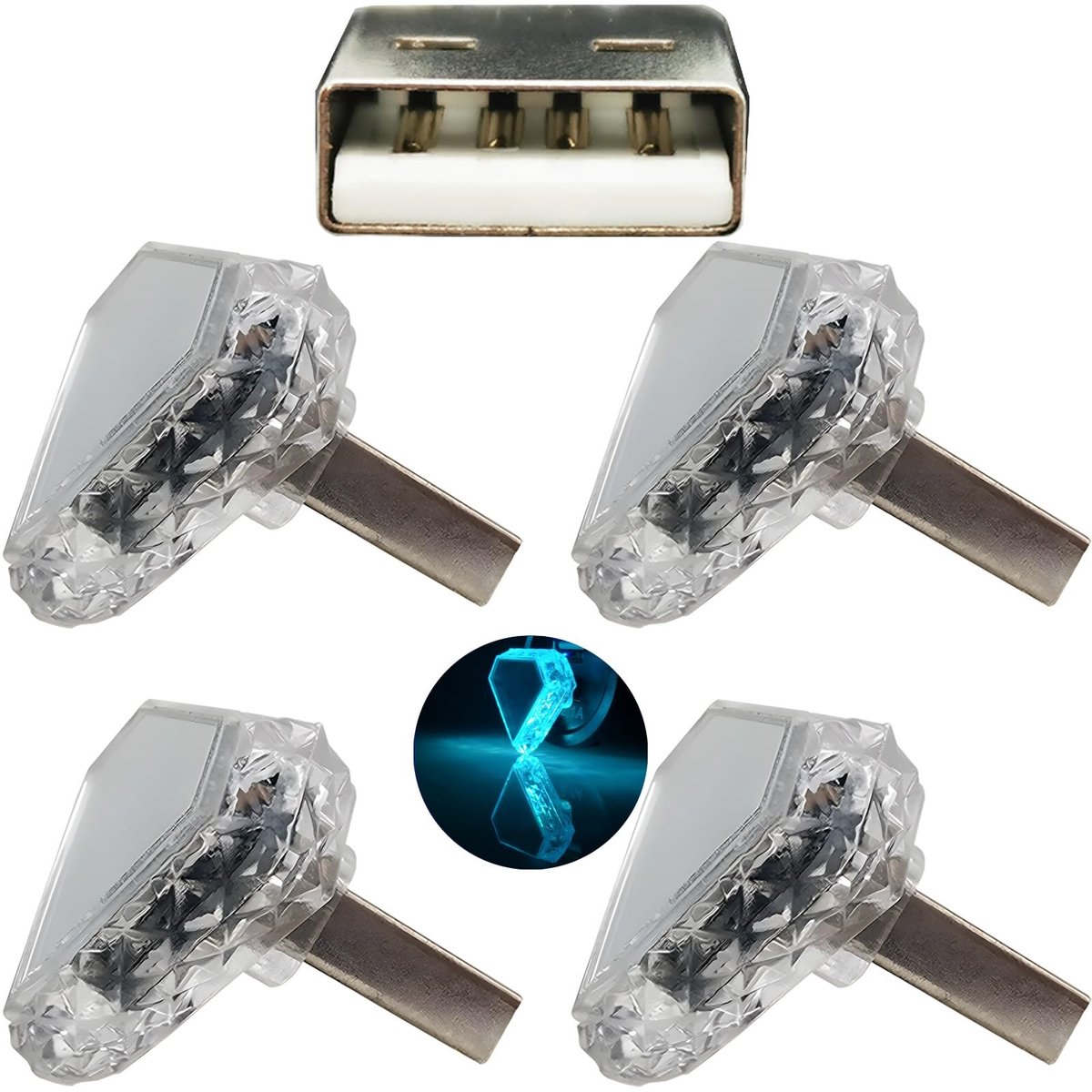 Dailygoody - Auto LED Sfeerlamp - Mini USB Nachtlampjes - Perfect voor Camping en Noodverlichting - IJsblauw - Touchfunctie - Geschikt voor USB Stopco