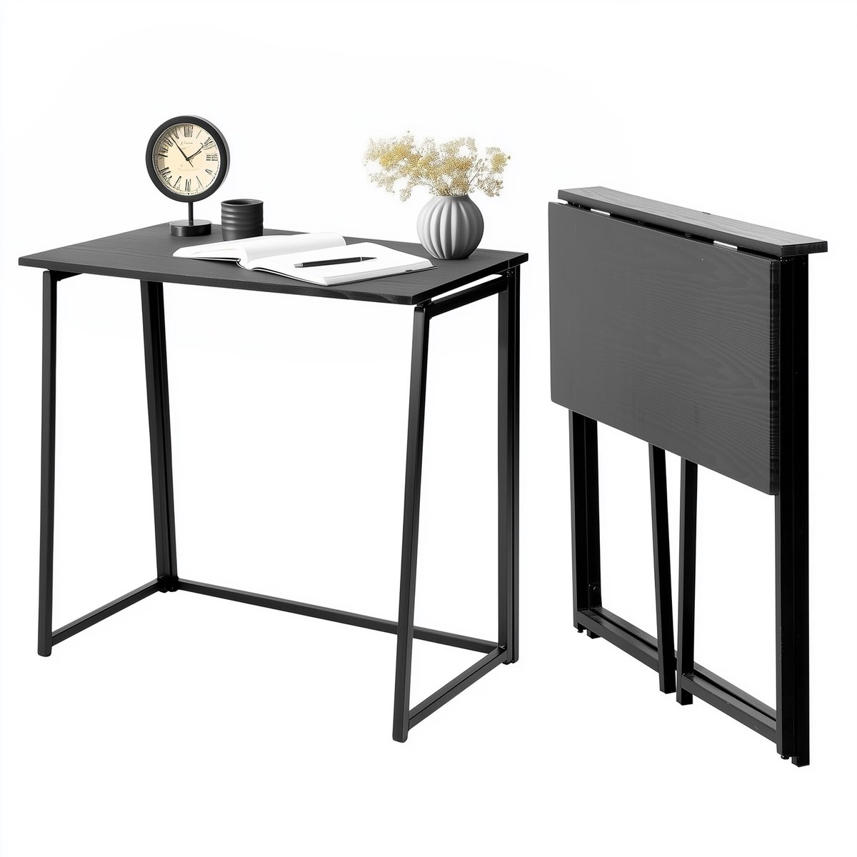 Bureau - Computertafel houtlook Metalen frame Industrieel - Zwart