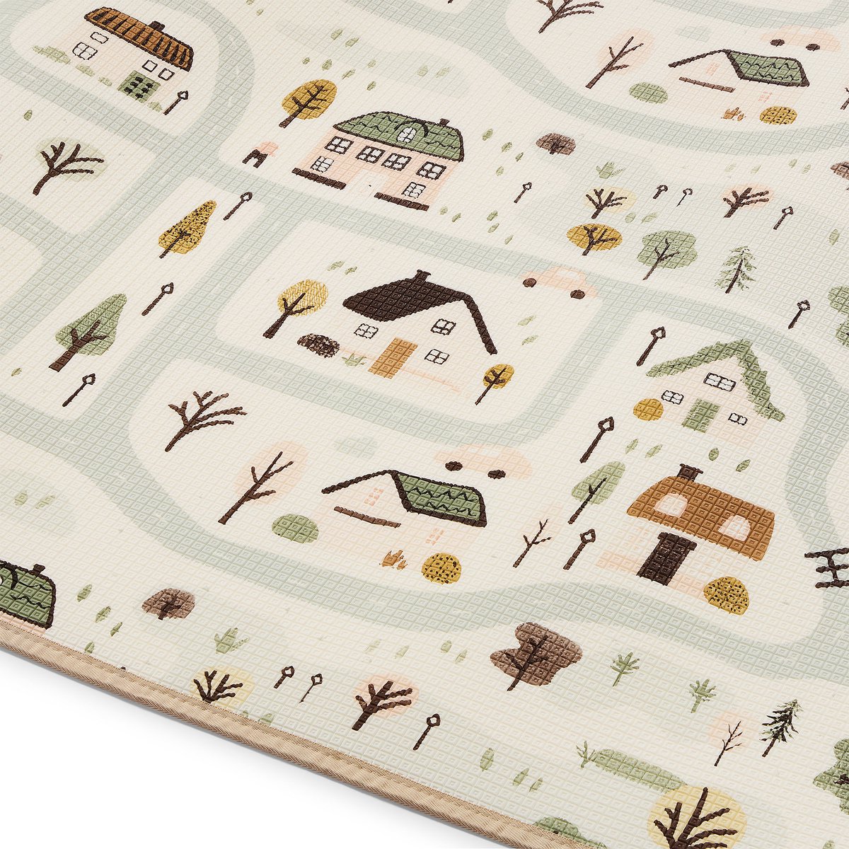Mamabrum Dubbelzijdige Speelmat van Schuim 180x120 cm – XPE Speelkleed voor Baby’s en Kinderen – Stadje / Zandbeige – foto 3