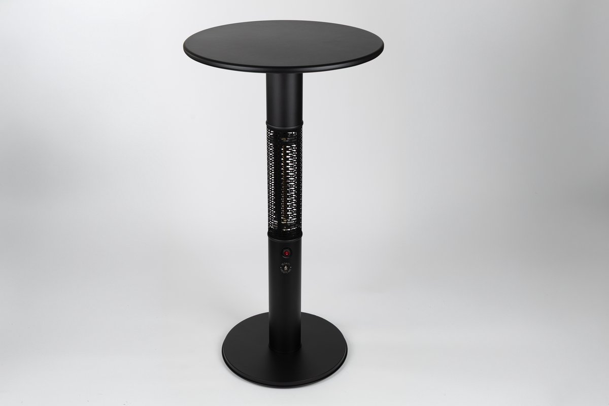 Monti HeatLine Vibe Black - Elektrische statafel terrasverwarmer - 1500W - bartafel - Tafelblad Ø60 cm