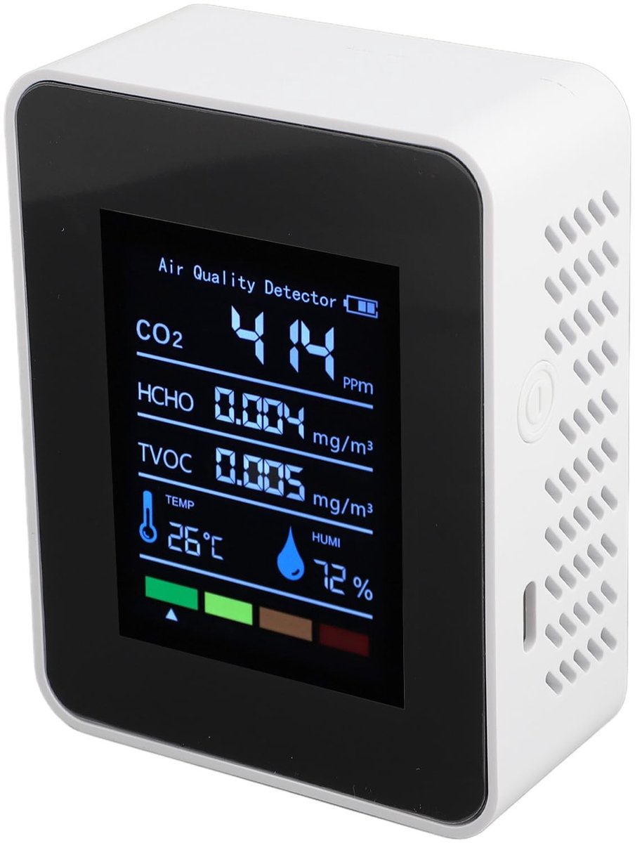 Dailygoody - Luchtkwaliteitsmeter - CO2 detectie - Draagbaar en multifunctioneel - Backlight - TVOC en HCHO metingen - Ideaal voor binnenlucht - Compa...