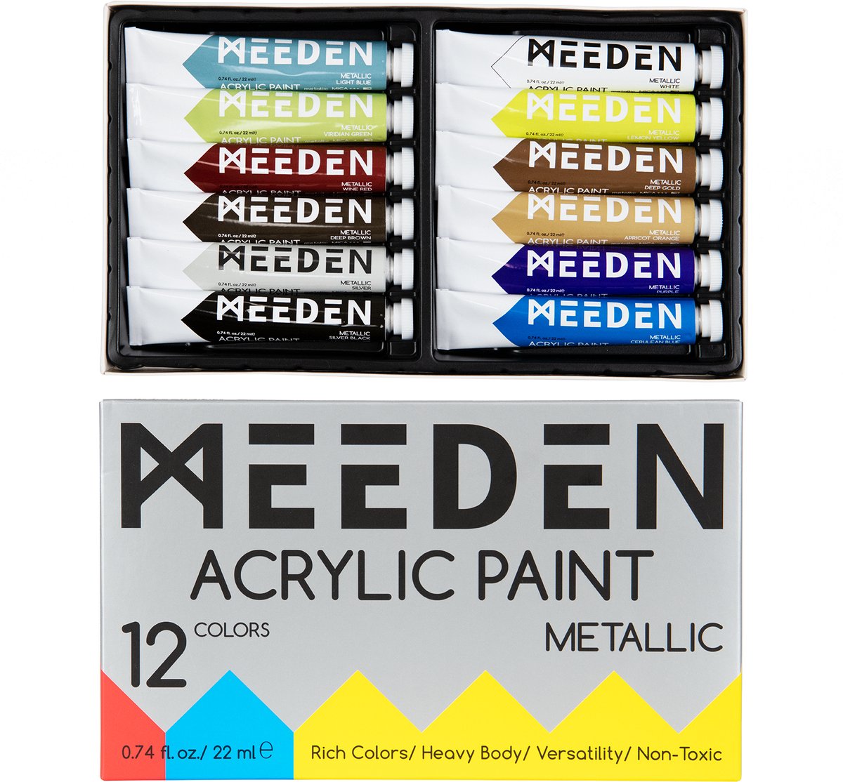 MEEDEN Art acrylverf set 12 metallic kleuren