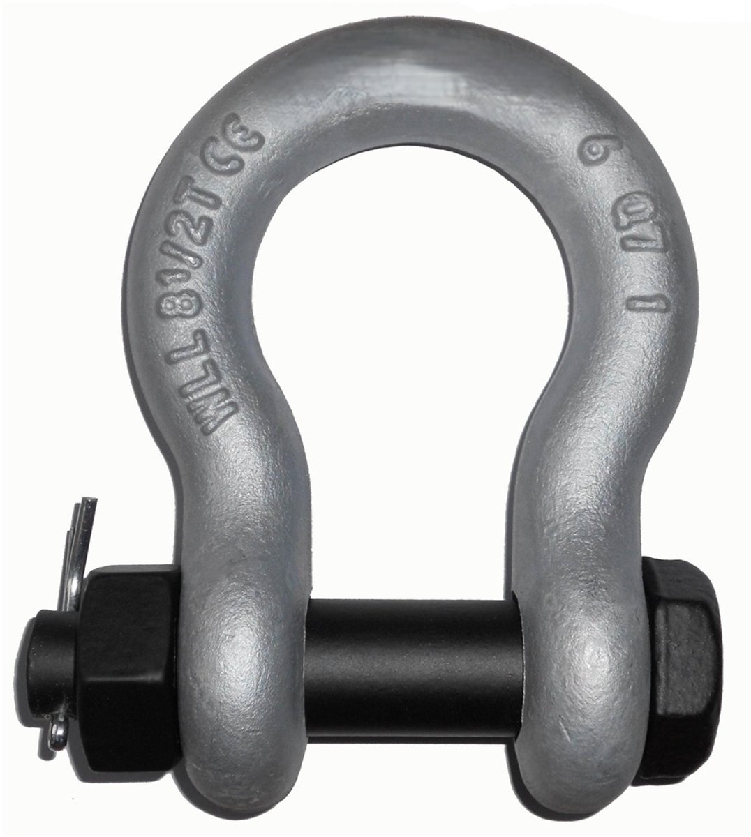6.5 ton 25 mm harpsluiting met moerbout en splitpen - zwaar uitgevoerde harp sluting - hijsoog - wll 6500 kg ketting shackles