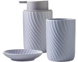 XUDREZ Keramische badkameraccessoireset, 4-delige zeepdispenser voor badkamer inclusief zeepdispenser en zeepbakje, tandenborstelbeker voor thuis en badkamer