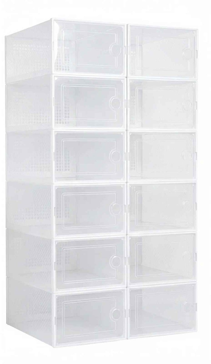 Casa Living Schoenenkast - Stapelbare Schoenendozen 12 Stuks - Schoenen Opberger - Transparant Design - Opvouwbaar - Tot Maat 45