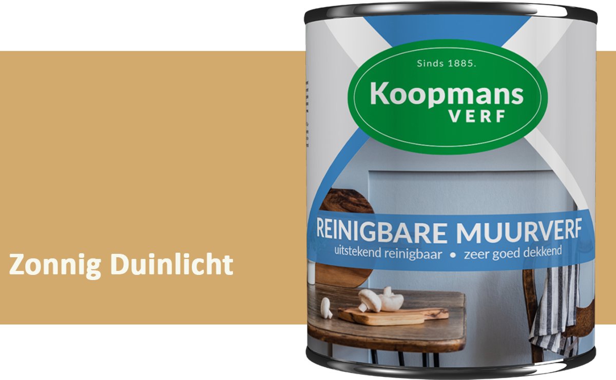 Koopmans Reinigbare Muurverf – Afwasbare Schrobvaste Muurverf Binnen – Mat – Voor Keuken, Woonkamer & Kinderkamer – Zonnig Duinlicht – 7,5 l