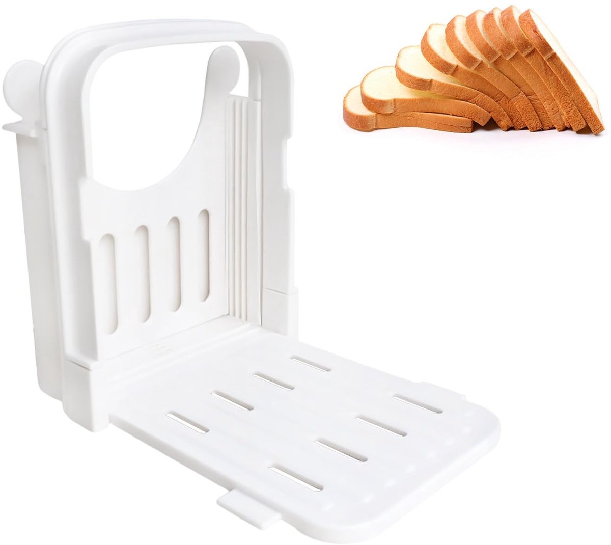 Dailygoody - Broodsnijmachine - Handmatig broodsnijgereedschap - Compact en opvouwbaar - Wit - Voor zelfgemaakt brood - Ideale keukenhulp