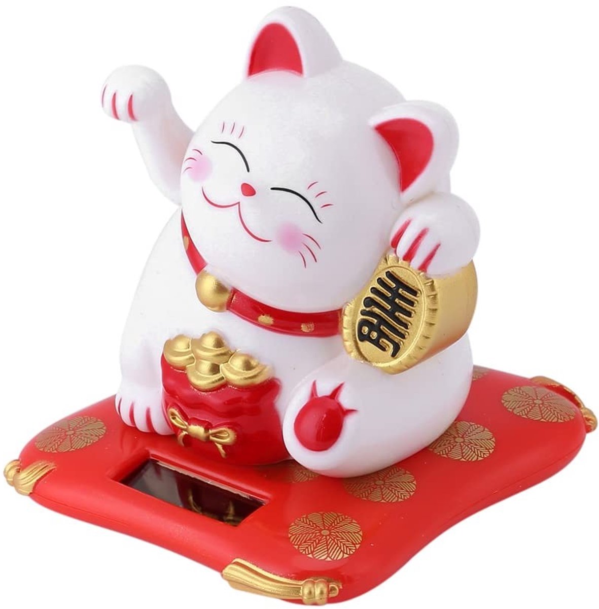 By shayne - Lucky Cats - Feng Shui Zwaaiende Kat - Gelukkige Kat - Wit - Zonne-energie Decoratie - Ideaal voor Thuis en Auto - Perfect cadeau