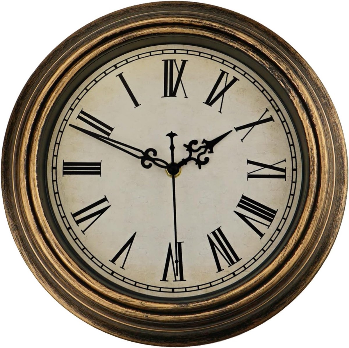 Retro Wandklok 30cm - Vintage Stille Klok met Romeinse Cijfers voor Eenvoudige Lezing, Decoratief voor Slaapkamer, Keuken en Kantoor, Quartz Batterij Aangedreven