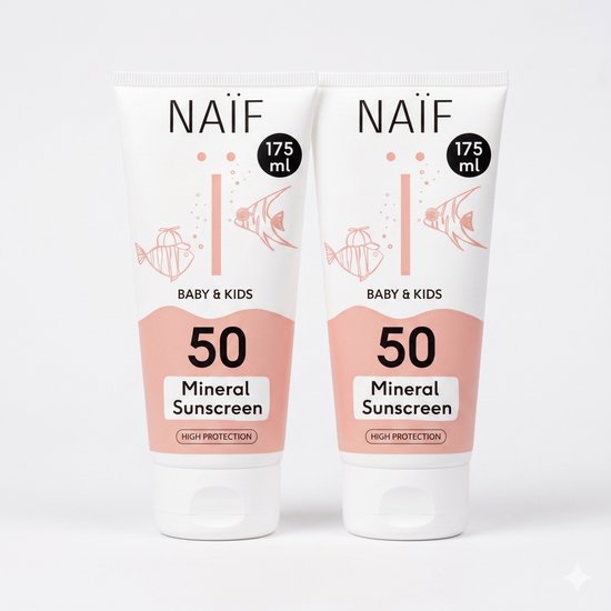 Naïf - Zonnebrandcrème - Voordeelset - Baby & Kids - Zonbescherming - SPF50 - Minerale Filter - 2x175ml