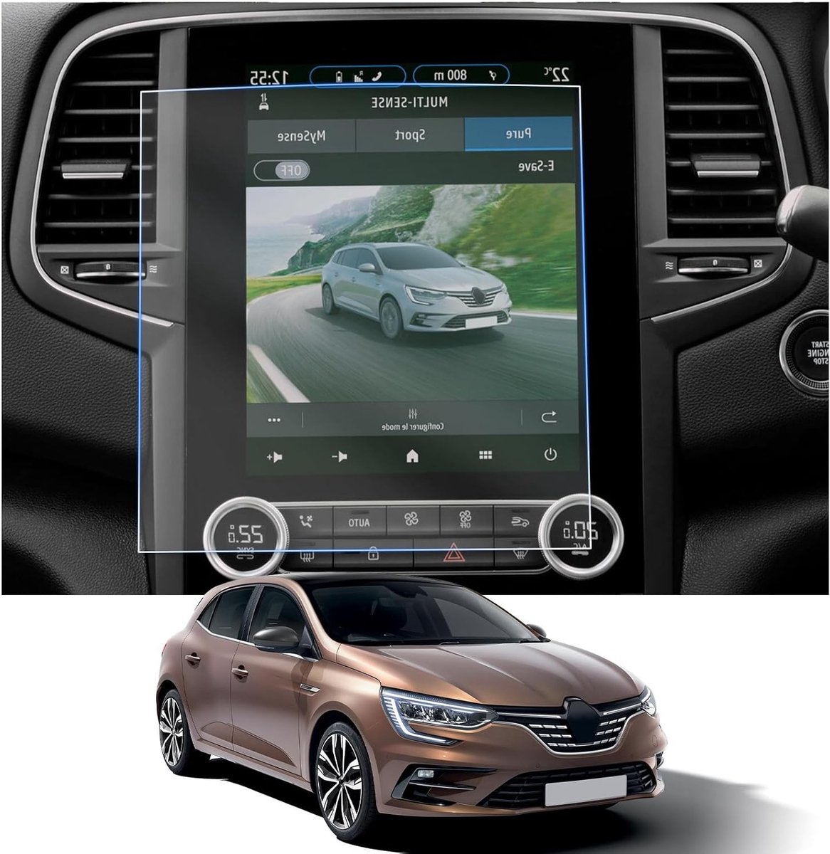 Navigatiebeschermfolie voor Renault Megane 4 (2020-2024) - 4H Kr scratchbestendig, 9.3 Inch GPS Schermbescherming, Navi Film Accessoires, Set van 2