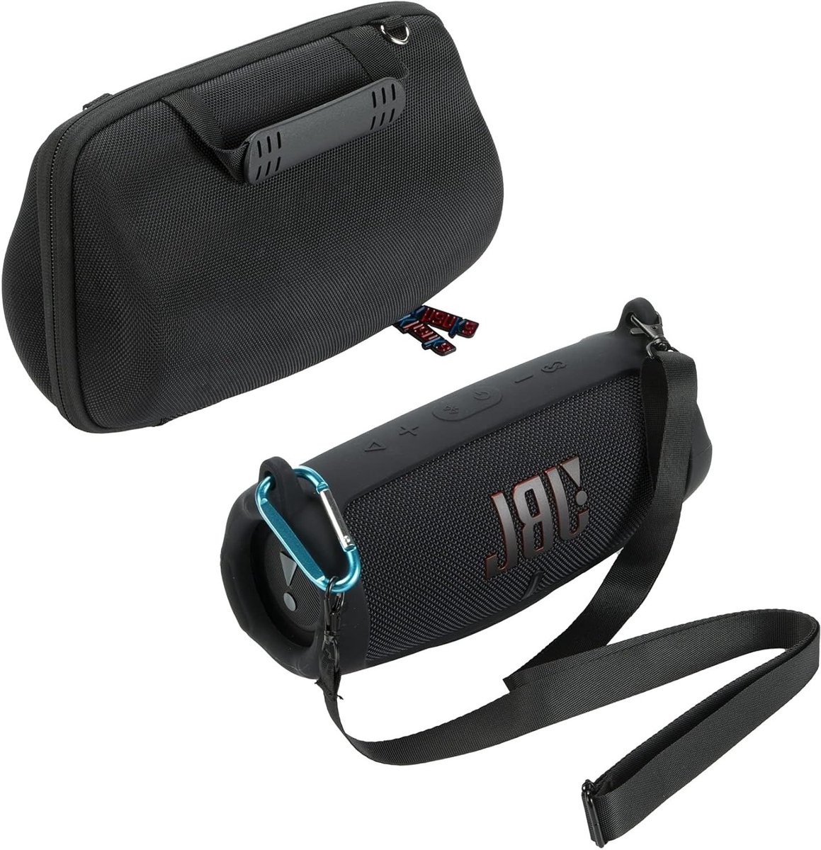 Beschermhoes en Silicium Hoes met Schouderriem voor JBL Charge 5 Draagbare Bluetooth Speaker - Zwart, Duurzaam en Stijlvol