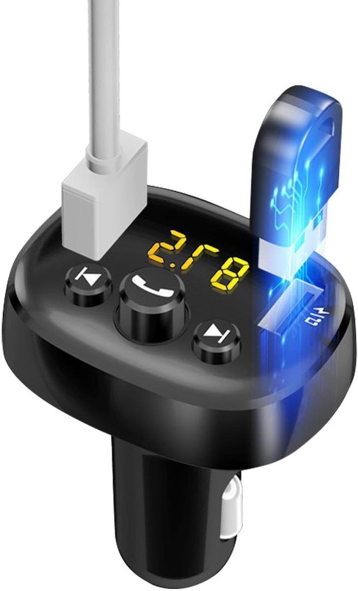 Auto FM Zender - Muziekspeler Adapter - Muziek Streamen Onderweg - Overspanningsbeveiliging - 95 x 6 x 5 cm - Zwart