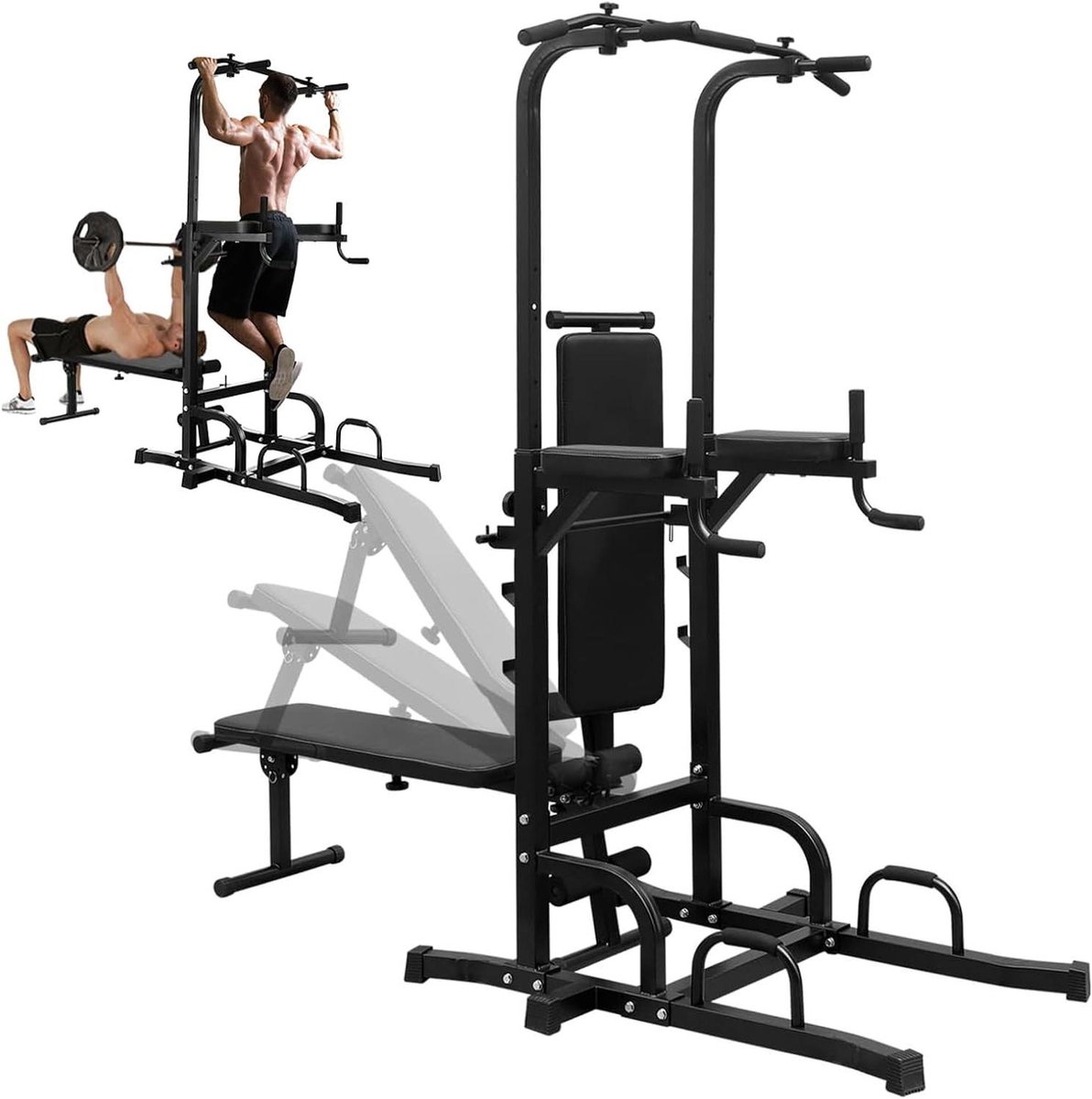 Krachtstation Fitness - Home Gym - Kracht Training - 7-voudig Verstelbaar - Tot 207 cm - Zwart