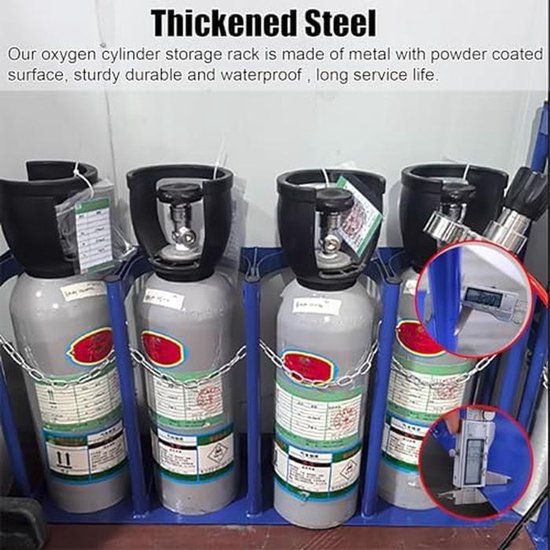Gas Tank Trolley - Cilinderhouder Wagen - Opslag Cilinders - Verstelbare Anti-val Kettingen - Ruimtebesparend - Zwart — afbeelding 5