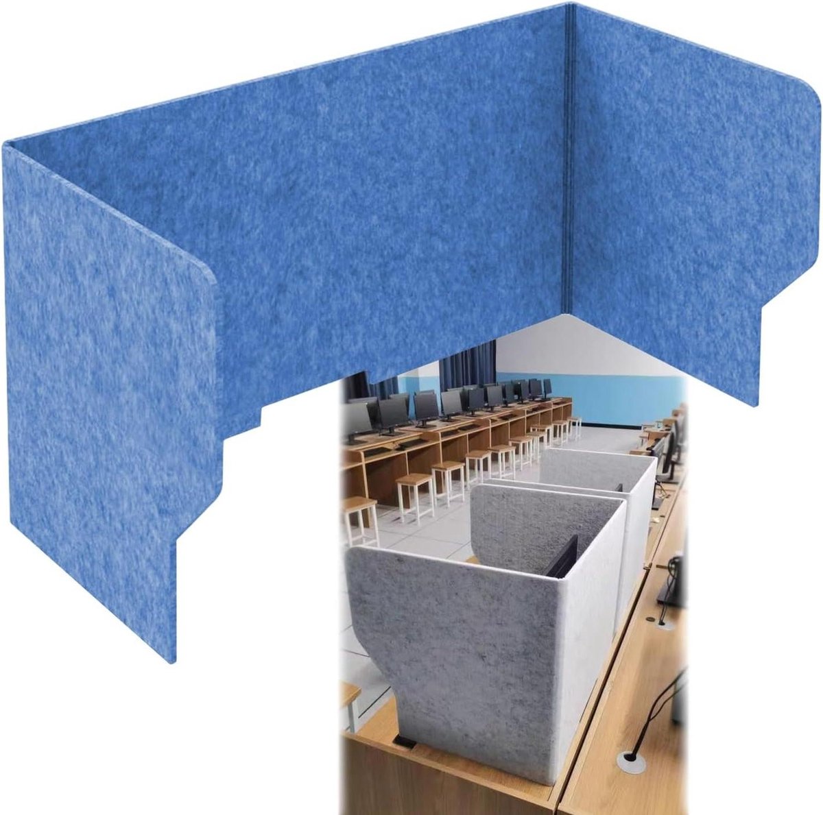 Bureauverdeler Geluidsabsorberend - Privacy Paneel - Focus Verbeteren - Opvouwbaar Ontwerp - 80 cm - Blauw